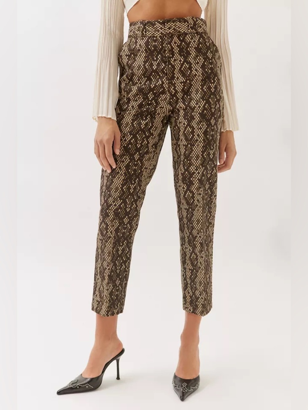 Dickies Camden Brown Snake Print High-Rise Straight Leg Cropped Pants Size 4
